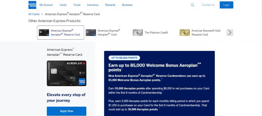 American Express Aeroplan Reserve Card 
