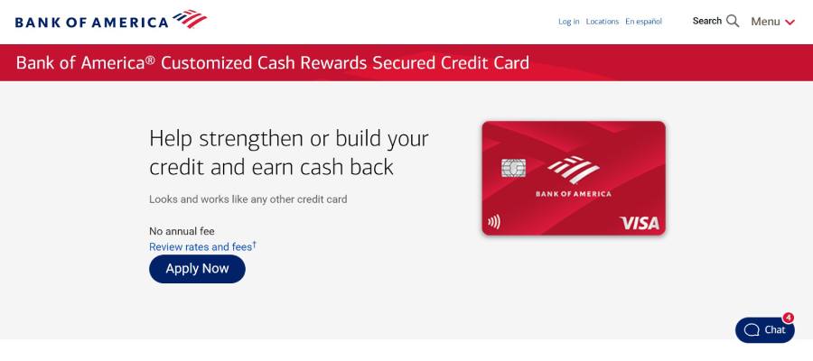 Bank of America Customized Cash Rewards Secured Credit Card