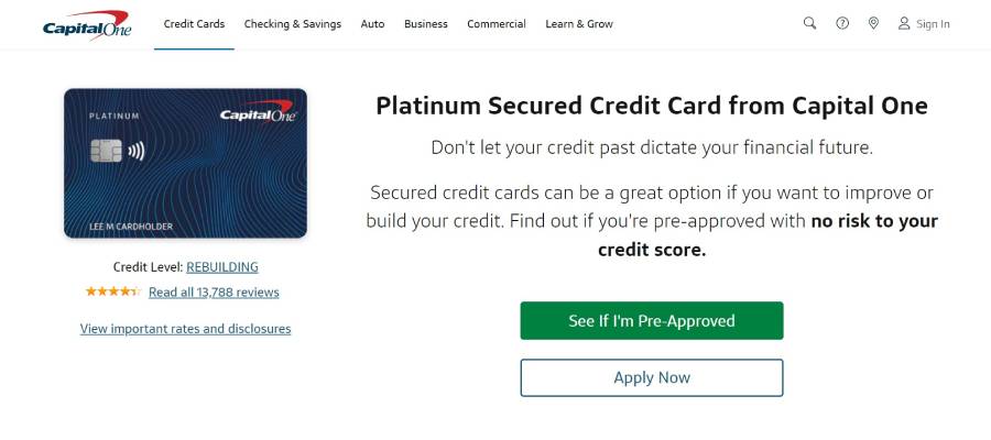 Capital One Platinum Secured Credit Card