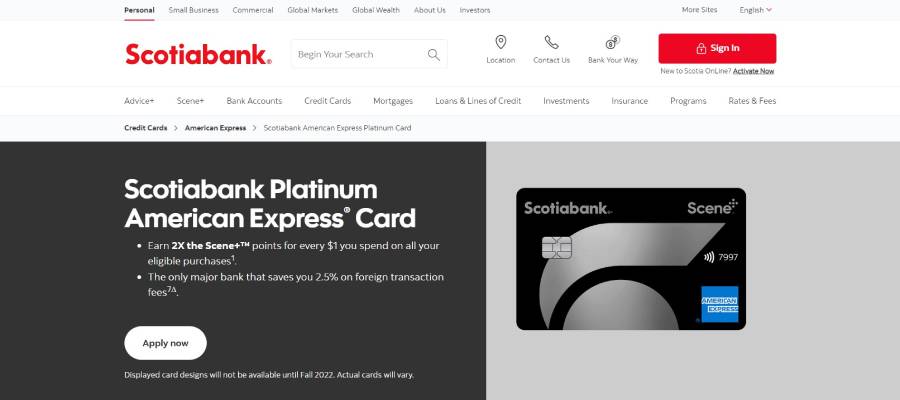 Scotiabank Platinum American Express Card