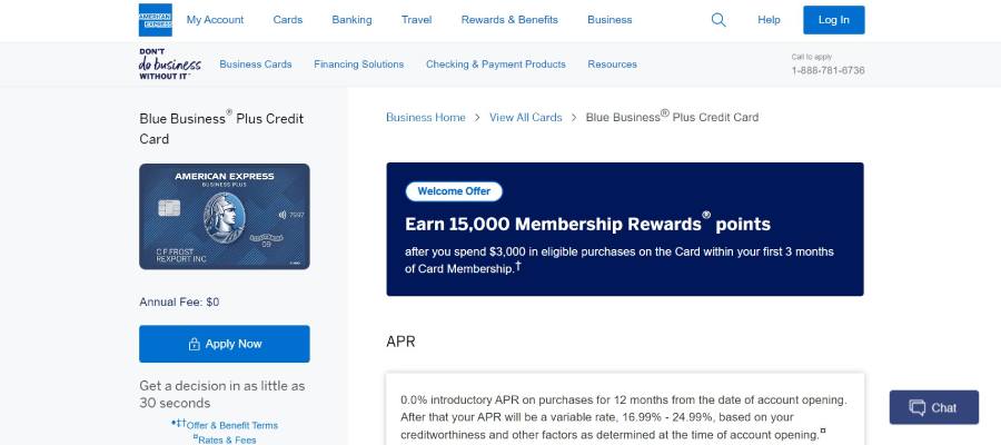 The Blue Business Plus Credit Card from American Express